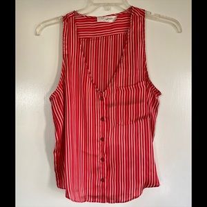 Red Pinstripe Backless Flowy Racerback Tank
